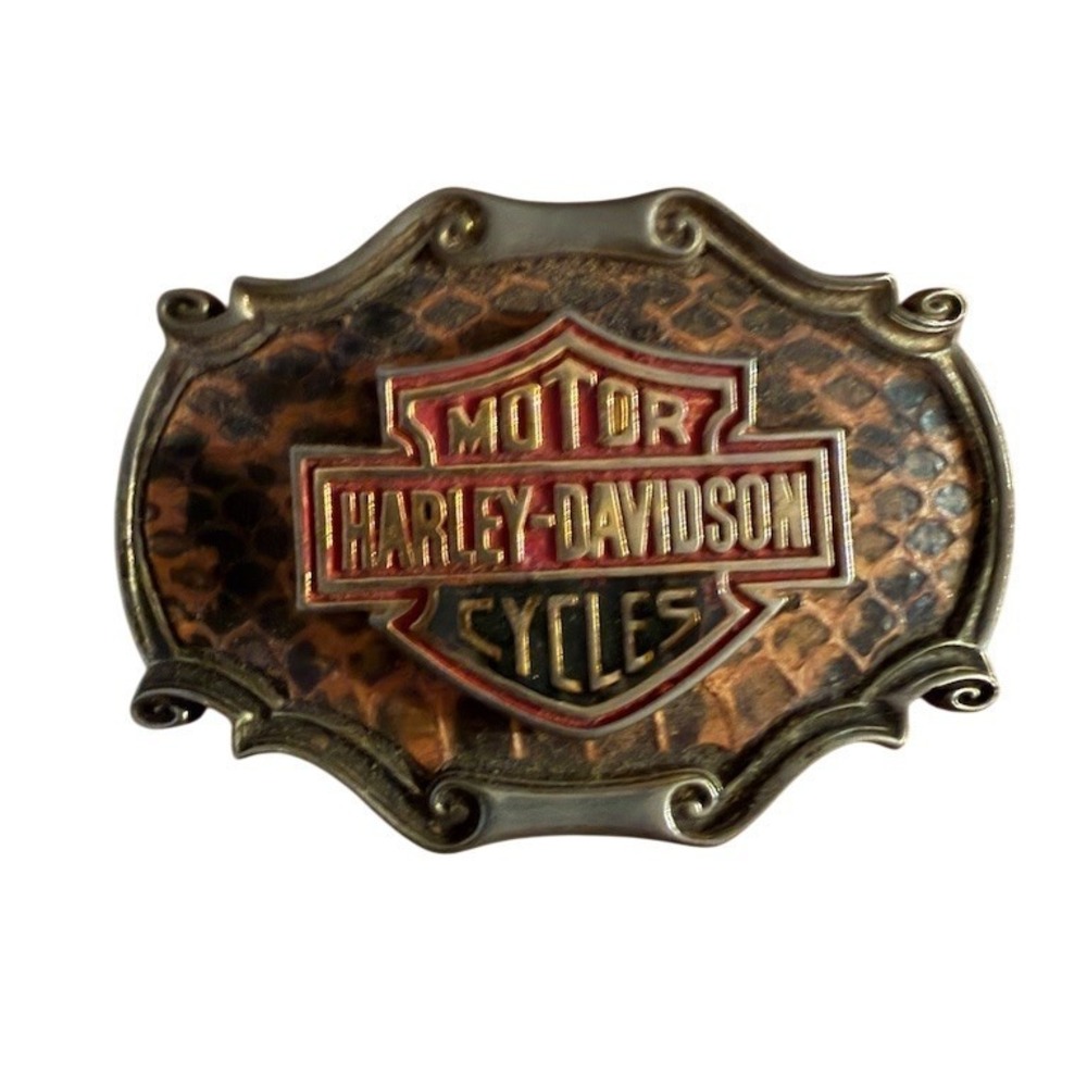 Vintage 1978 Harley-Davidson Motor Cycles Snakeskin Belt Buckle vintage biker